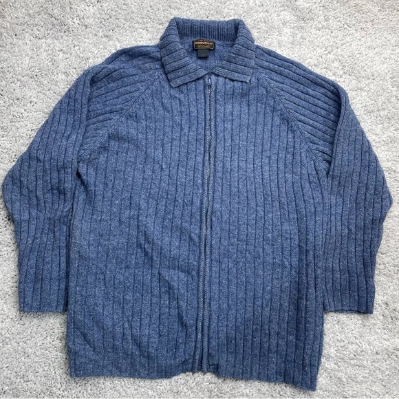Woolrich Sweater Womens Large Wool Long Sleeve Full Zip Collar Soft Cozy Comfy - Picture 1 of 6